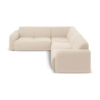 Coltar bej cu tapiterie din tesatura boucle (cu colt variabil/in forma de 