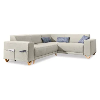 Coltar bej extensibil/cu spatiu de depozitare (cu colt pe partea stanga/in forma de 