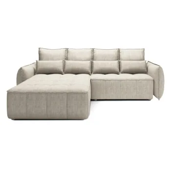 Coltar bej extensibil/cu spatiu de depozitare cu tapiterie din catifea (cu colt pe partea dreapta/cu sezlong) Campo - ELTAP imagine