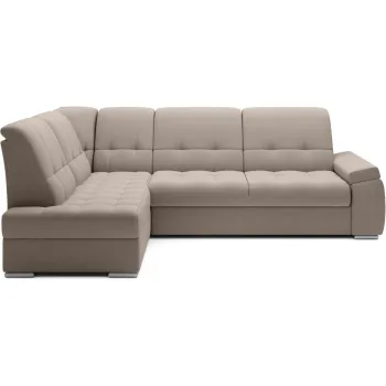 Coltar bej extensibil/cu spatiu de depozitare cu tapiterie din catifea (cu colt pe partea dreapta/in forma de 