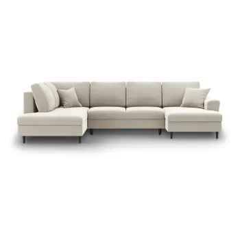 Coltar bej extensibil, cu spatiu de depozitare cu tapiterie din catifea (cu colt pe partea dreapta-in forma de 