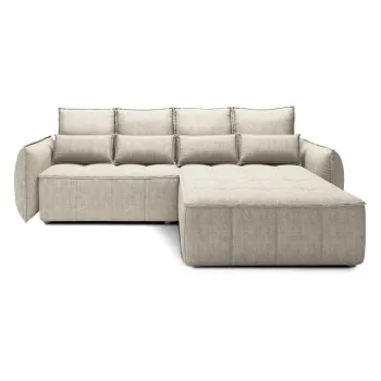 Coltar bej extensibil/cu spatiu de depozitare cu tapiterie din catifea (cu colt pe partea stanga/cu sezlong) Campo - ELTAP imagine