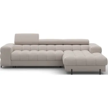 Coltar bej extensibil/cu spatiu de depozitare cu tapiterie din catifea (cu colt pe partea stanga/cu sezlong) Felro - ELTAP imagine