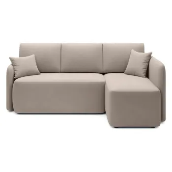 Coltar bej extensibil/cu spatiu de depozitare cu tapiterie din catifea (cu colt pe partea stanga/cu sezlong) Hadson - ELTAP imagine