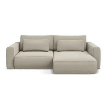 Coltar bej extensibil/cu spatiu de depozitare cu tapiterie din catifea (cu colt pe partea stanga/cu sezlong) Kapua - Makamii imagine