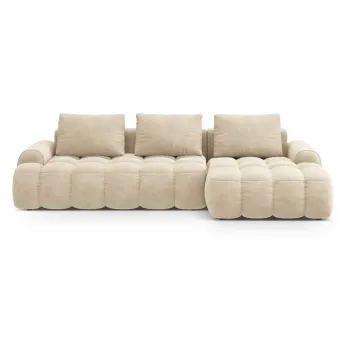 Coltar bej extensibil/cu spatiu de depozitare cu tapiterie din catifea (cu colt pe partea stanga/cu sezlong) Linz - Cosmopolitan Design imagine