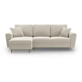 Coltar bej extensibil, cu spatiu de depozitare cu tapiterie din catifea Kyoto - Cosmopolitan Design imagine