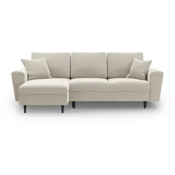 Coltar bej extensibil, cu spatiu de depozitare cu tapiterie din catifea Kyoto - Cosmopolitan Design imagine