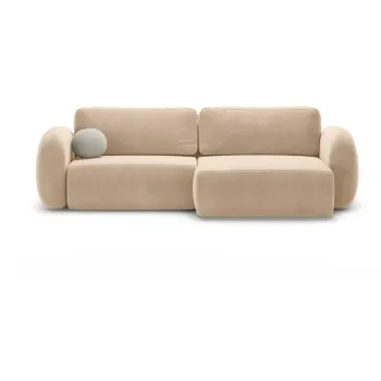 Coltar bej extensibil/cu spatiu de depozitare cu tapiterie din catifea Tonale - Cosmopolitan Design imagine