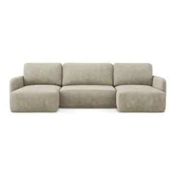 Coltar bej extensibil/cu spatiu de depozitare cu tapiterie din chenille (in forma de 