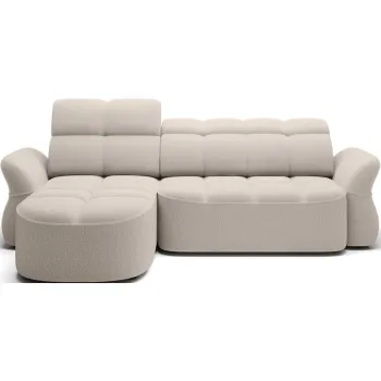 Coltar bej extensibil/cu spatiu de depozitare cu tapiterie din tesatura boucle (cu colt pe partea dreapta/cu sezlong) Beneth - ELTAP imagine