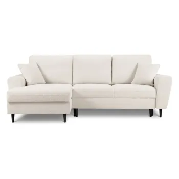 Coltar bej extensibil, cu spatiu de depozitare cu tapiterie din tesatura boucle (cu colt pe partea dreapta, cu sezlong) Kyoto - Cosmopolitan Design imagine