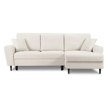 Coltar bej extensibil, cu spatiu de depozitare cu tapiterie din tesatura boucle (cu colt pe partea stanga, cu sezlong) Kyoto - Cosmopolitan Design imagine