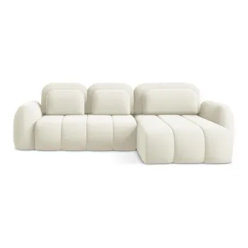 Coltar bej extensibil/cu spatiu de depozitare cu tapiterie din tesatura boucle (cu colt pe partea stanga/cu sezlong) Pele - Makamii imagine