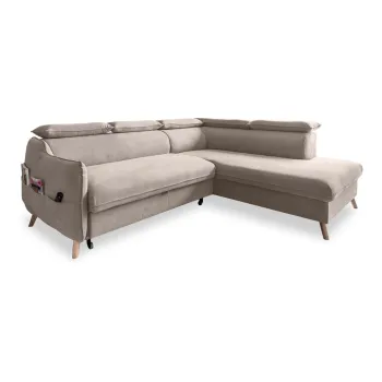 Coltar bej extensibil cu tapiterie din catifea (cu colt pe partea stanga ) Sweet Harmony - Miuform imagine