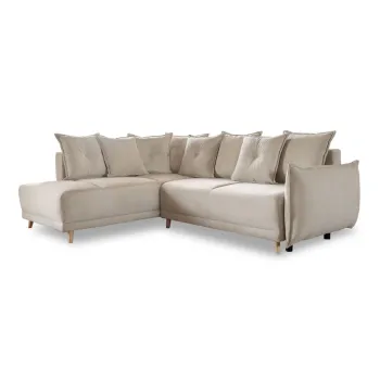 Coltar bej extensibil cu tapiterie din catifea reiata (colt dreapta) Lazy Lukka - Miuform imagine