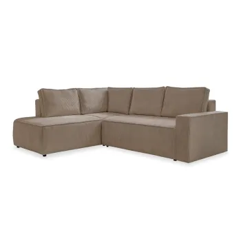 Coltar bej extensibil cu tapiterie din catifea reiata (cu colt pe partea dreapta) Brave Dave - Miuform imagine