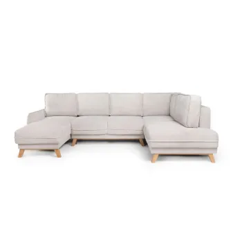 Coltar bej extensibil cu tapiterie din catifea reiata (cu colt pe partea stanga /in forma de 