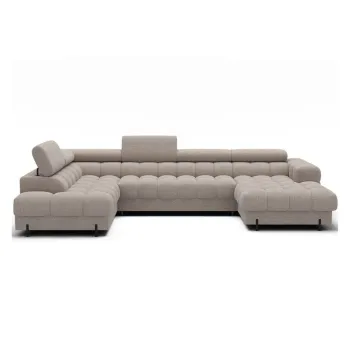 Coltar bej extensibil cu tapiterie din tesatura boucle (cu colt pe partea dreapta/in forma de 