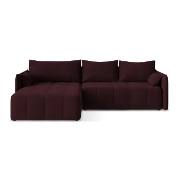 Coltar burgundy extensibil/cu spatiu de depozitare (cu colt pe partea dreapta/cu sezlong) Moku - Makamii imagine