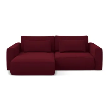 Coltar burgundy extensibil/cu spatiu de depozitare cu tapiterie din catifea (cu colt pe partea dreapta/cu sezlong) Kapua - Makamii imagine