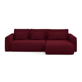 Coltar burgundy extensibil/cu spatiu de depozitare cu tapiterie din catifea (cu colt pe partea stanga/cu sezlong) Kapua - Makamii imagine