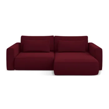 Coltar burgundy extensibil/cu spatiu de depozitare cu tapiterie din catifea (cu colt pe partea stanga/cu sezlong) Kapua - Makamii imagine