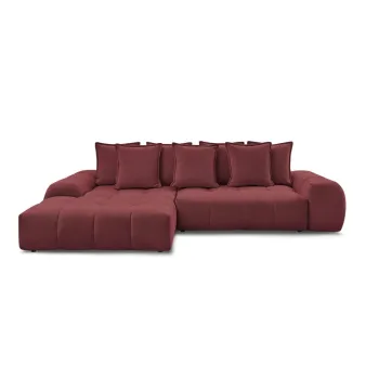 Coltar burgundy extensibil/cu spatiu de depozitare cu tapiterie din chenille (cu colt pe partea dreapta/cu sezlong) Everest - Bobochic Paris imagine