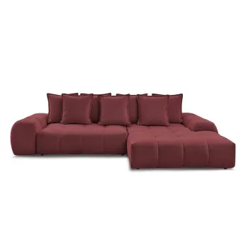 Coltar burgundy extensibil/cu spatiu de depozitare cu tapiterie din chenille (cu colt pe partea stanga/cu sezlong) Everest - Bobochic Paris imagine