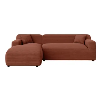 Coltar caramiziu cu tapiterie din catifea reiata (cu colt pe partea dreapta/cu sezlong) Martin - Ropez imagine