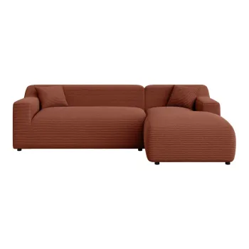 Coltar caramiziu cu tapiterie din catifea reiata (cu colt pe partea stanga/cu sezlong) Martin - Ropez imagine