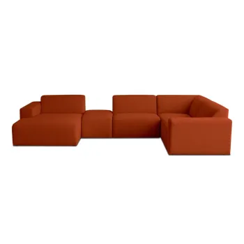 Coltar caramiziu cu tapiterie din stofa boucle (in forma de 