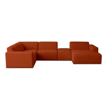 Coltar caramiziu cu tapiterie din stofa boucle (in forma de 