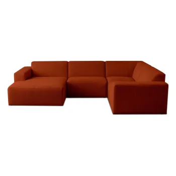 Coltar caramiziu cu tapiterie din stofa boucle (in forma de 