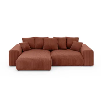 Coltar caramiziu extensibil/cu spatiu de depozitare cu tapiterie din catifea reiata (cu colt variabil) Luma - Ropez imagine