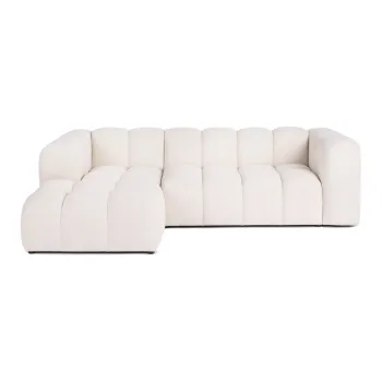 Coltar crem cu tapiterie din catifea (cu colt pe partea dreapta/cu sezlong) Cube - Bonami Selection imagine