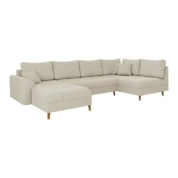 Coltar crem cu tapiterie din catifea reiata (colt dreapta/in forma de 