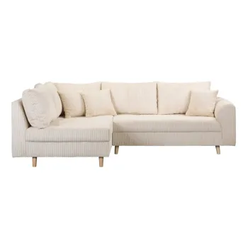 Coltar crem cu tapiterie din catifea reiata (cu colt pe partea dreapta) Ariella - Ropez imagine