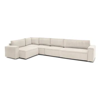 Coltar crem cu tapiterie din catifea reiata (cu colt pe partea dreapta) Nihad modular - Bobochic Paris imagine