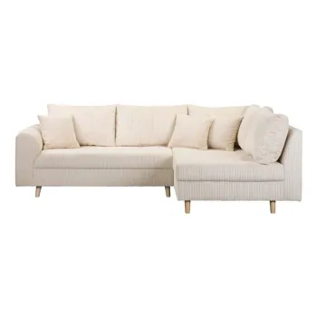 Coltar crem cu tapiterie din catifea reiata (cu colt pe partea stanga ) Ariella - Ropez imagine