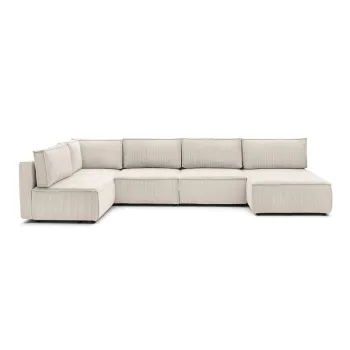 Coltar crem cu tapiterie din catifea reiata (in forma de 