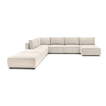 Coltar crem cu tapiterie din catifea reiata (in forma de 