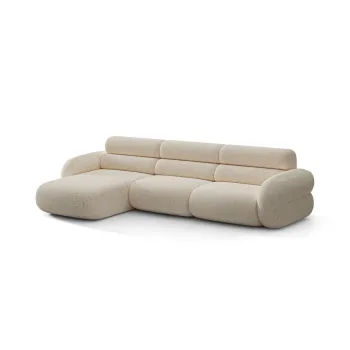 Coltar crem cu tapiterie din chenille (cu colt pe partea dreapta/cu sezlong) Neo - Micadoni imagine