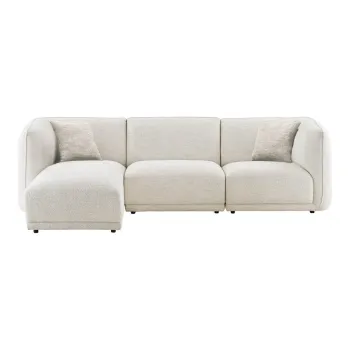 Coltar crem cu tapiterie din chenille (cu colt pe partea dreapta/cu sezlong) Noor - House Nordic imagine