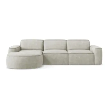 Coltar crem cu tapiterie din chenille (cu colt pe partea dreapta/cu sezlong) Omao - Makamii imagine