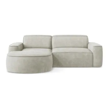 Coltar crem cu tapiterie din chenille (cu colt pe partea dreapta/cu sezlong) Omao - Makamii imagine