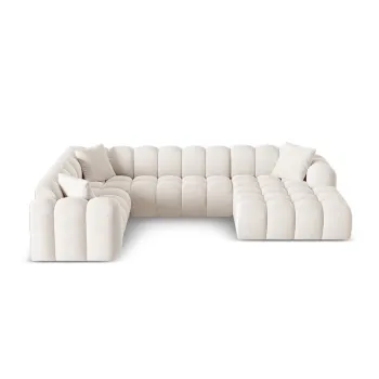 Coltar crem cu tapiterie din chenille (cu colt pe partea dreapta/in forma de 