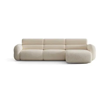Coltar crem cu tapiterie din chenille (cu colt pe partea stanga/cu sezlong) Neo - Micadoni imagine