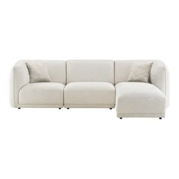 Coltar crem cu tapiterie din chenille (cu colt pe partea stanga/cu sezlong) Noor - House Nordic imagine