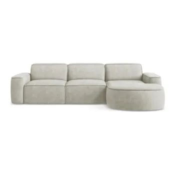 Coltar crem cu tapiterie din chenille (cu colt pe partea stanga/cu sezlong) Omao - Makamii imagine